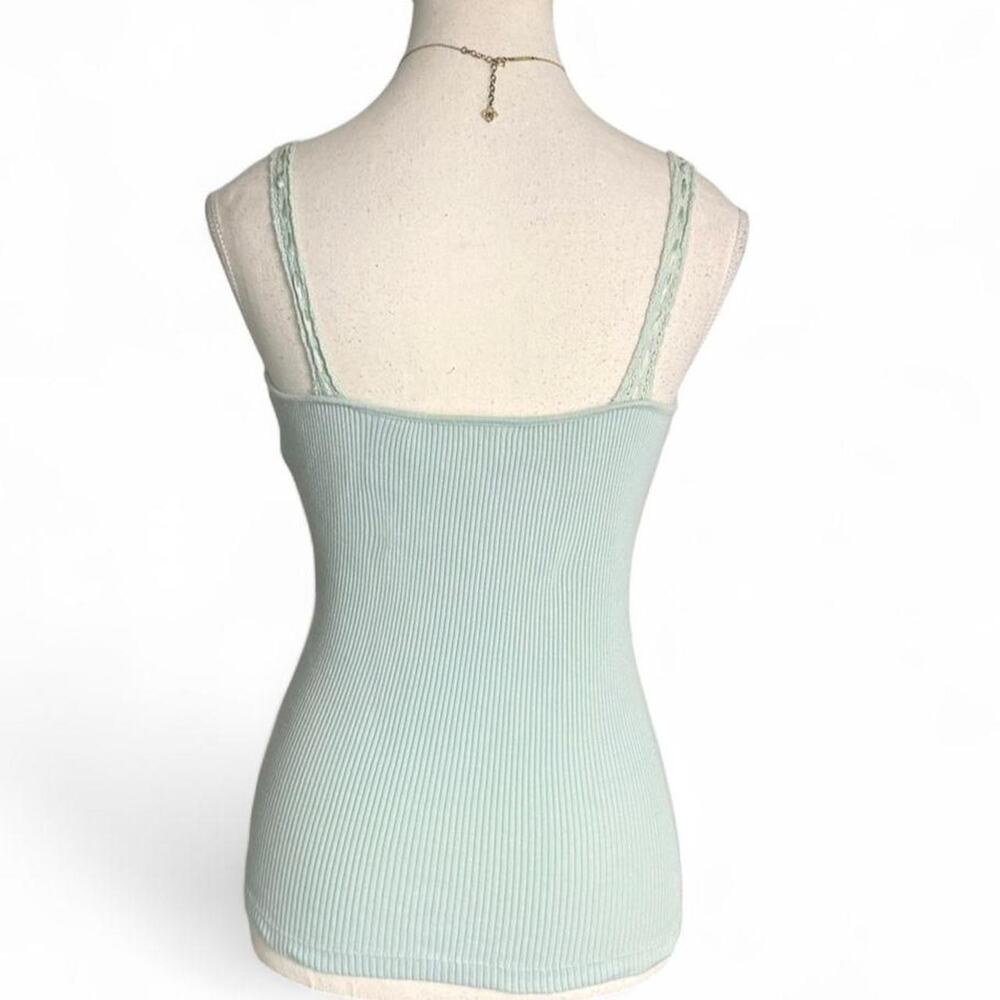Apostrophe Baby Blue Fitted Y2K 100% Cotton Tank Top - Picture 2 of 7